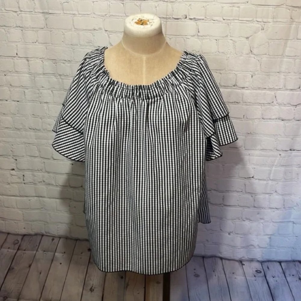 Gingham Cottage Core Off the Shoulder Summer Top Size 1X by Tempted LA